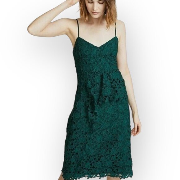 Club Monaco Green Lace Midi Dress Size 4 - Picture 2 of 12